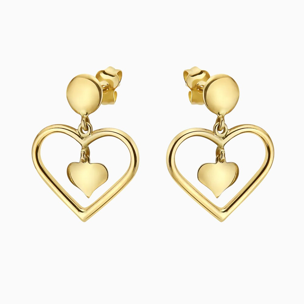 14K GOLD DOUBLE HEART STUDS