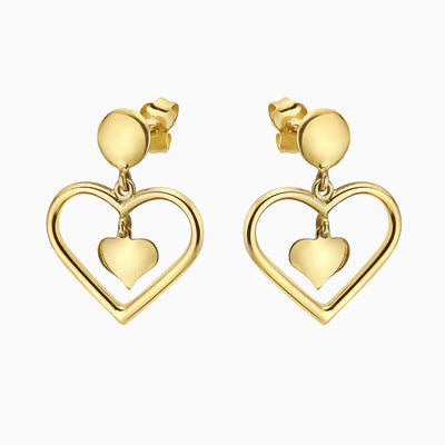 14K GOLD DOUBLE HEART STUDS