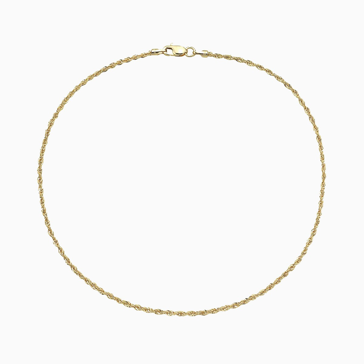 Solid Gold Diamond Cut Rope Chain Anklet