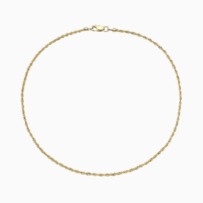 Solid Gold Diamond Cut Rope Chain Anklet