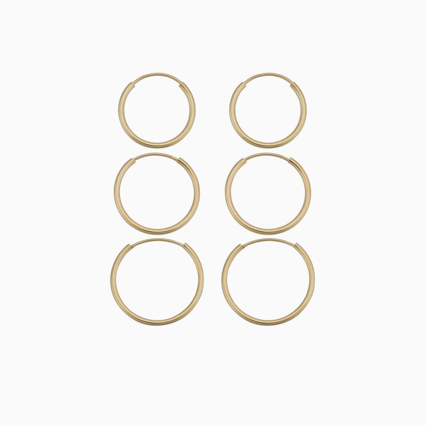 14K GOLD 3 PACK GOLD ENDLESS HOOPS