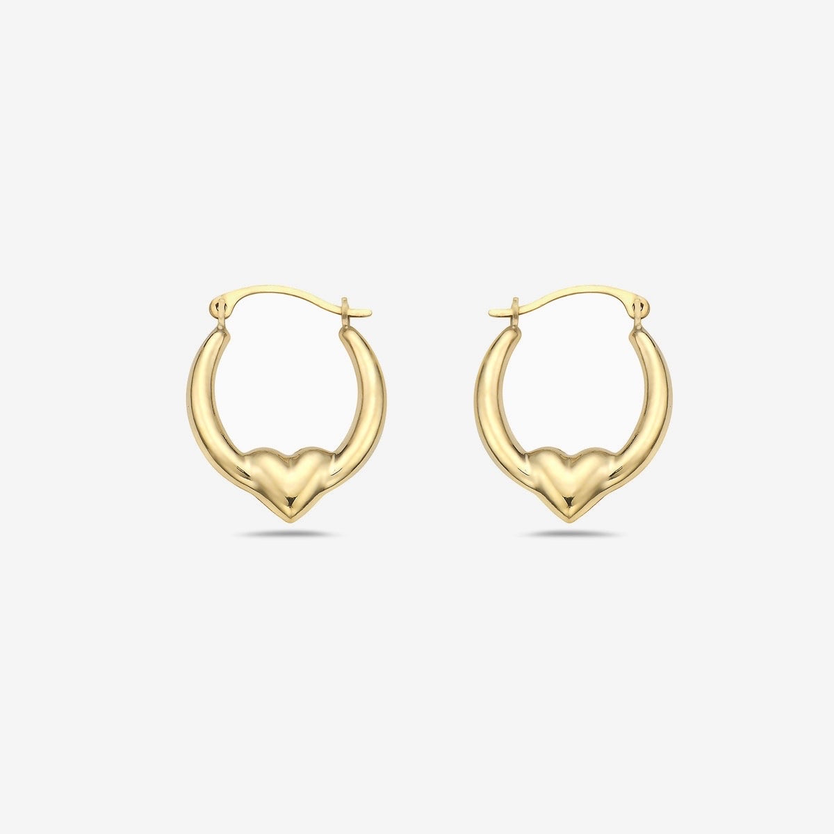 14K GOLD LOVE HEART OVAL HOOP EARRINGS