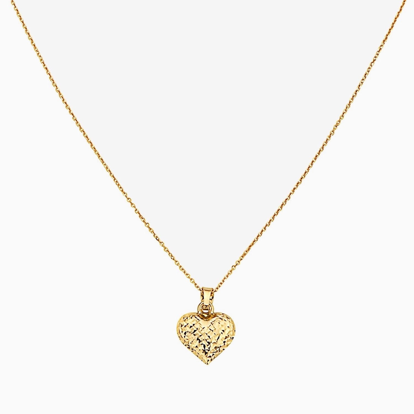 14K Gold Heart With Cable Chain Necklace