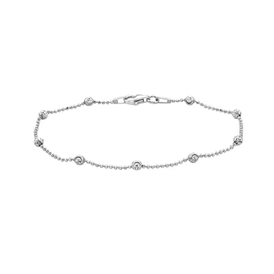 SILVER DIAMOND CUT BEAD + MOONCUT  BRACELET