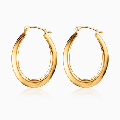 14K Gold Large Oval Hoop Earrings