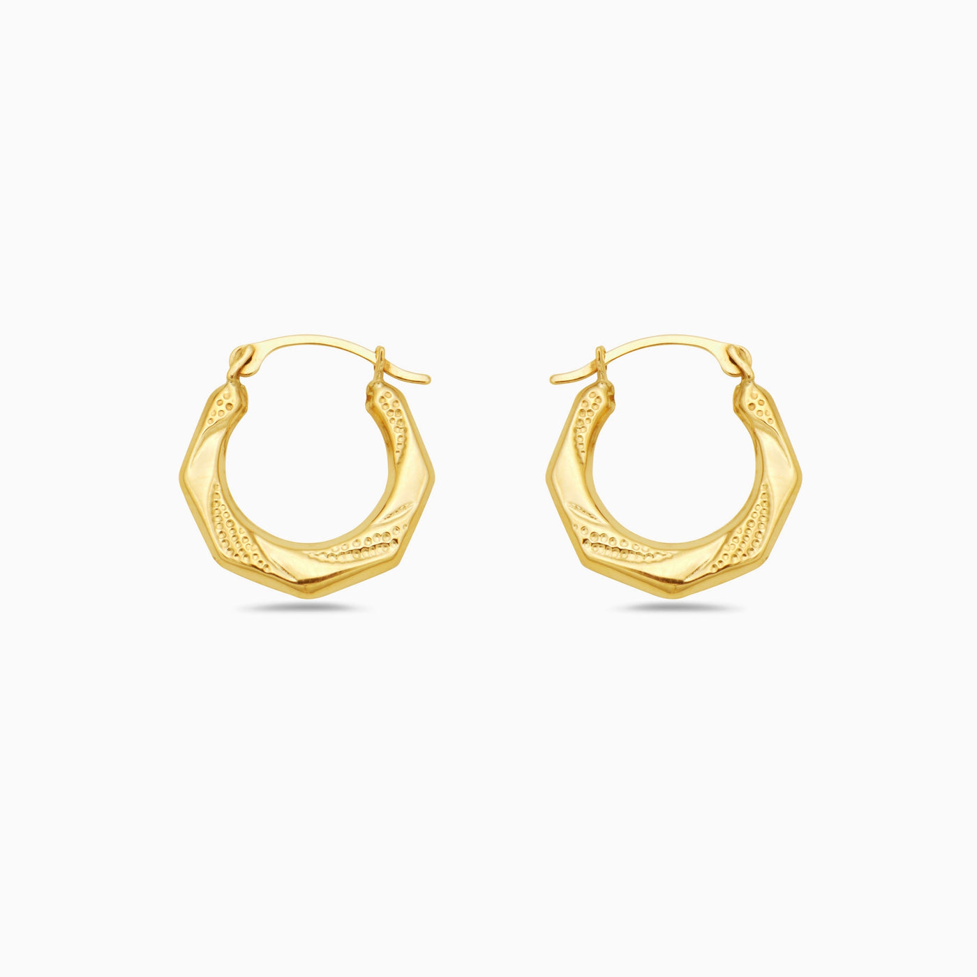 14K Gold Geometric hexagonal Hoop Earrings