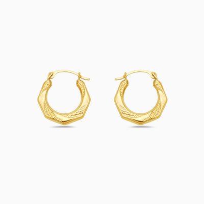 14K Gold Geometric hexagonal Hoop Earrings