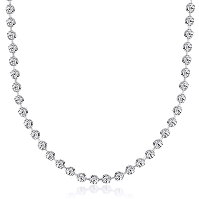 Silver 5MM Moon Cut Bead Chain Necklaces