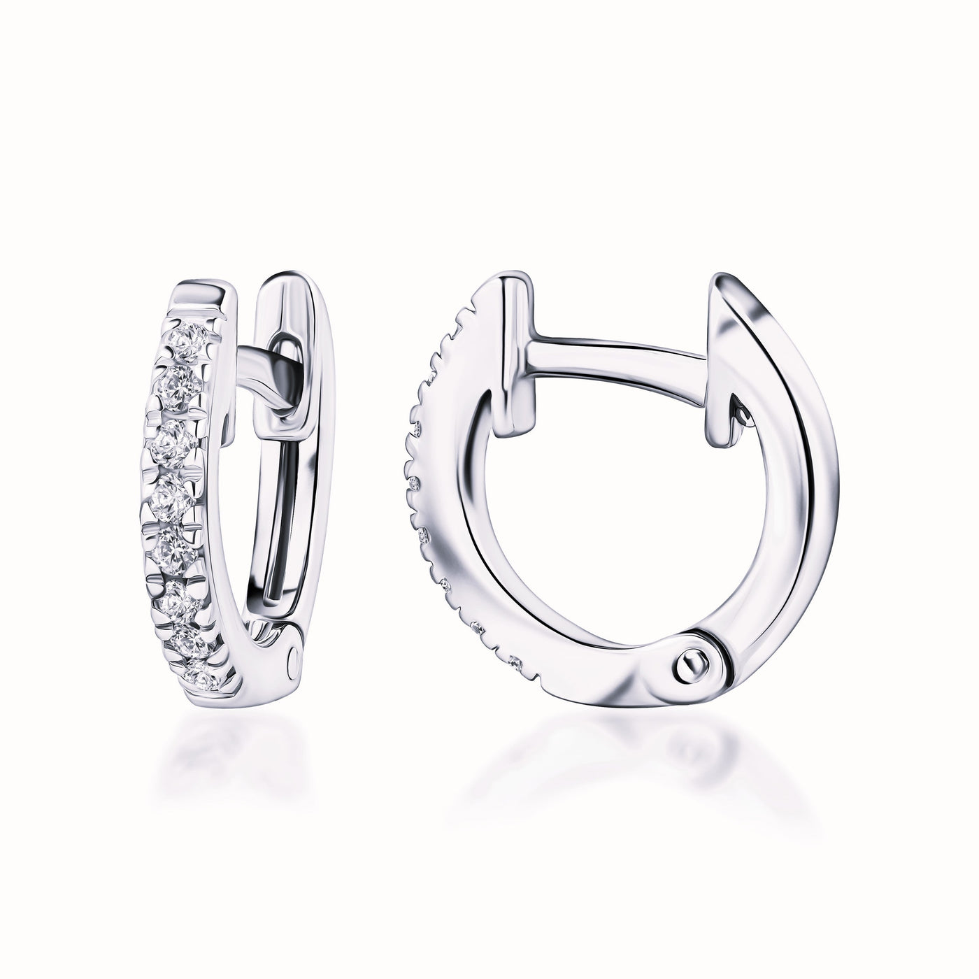 Sterling Silver CZ Cuff Huggie Earrings