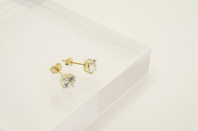 14K GOLD ROUND DIAMOND STUDS