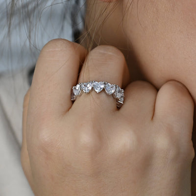 Silver Diamond Heart Ring