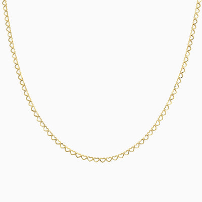 14K Gold 2.5MM Open Heart Link Chain Necklace