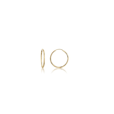 14K Solid Gold Round Endless Hoop Earrings