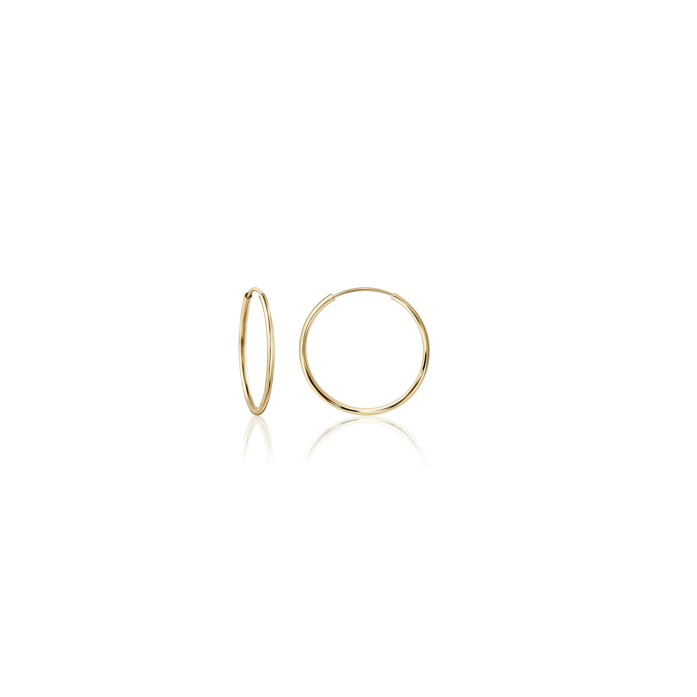 14K Solid Gold Round Endless Hoop Earrings