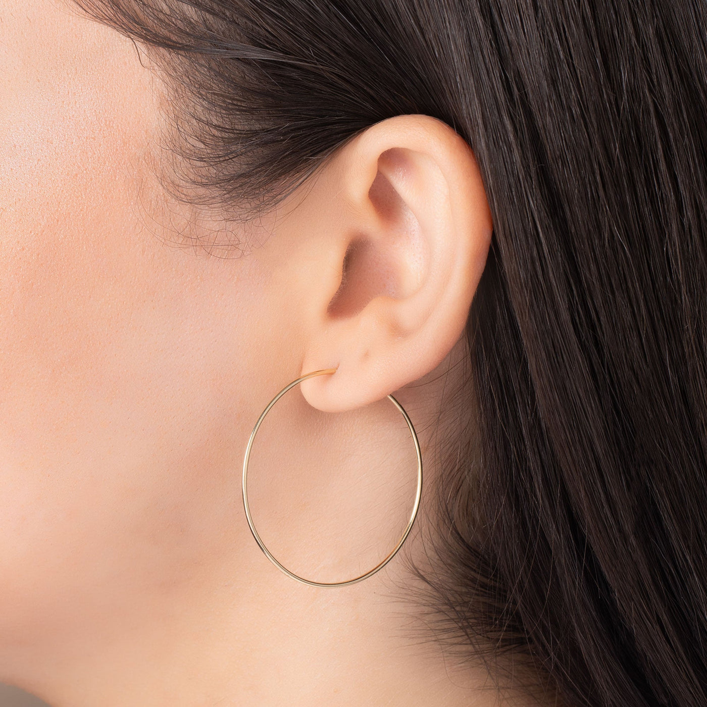 14K Solid Gold Round Endless Hoop Earrings