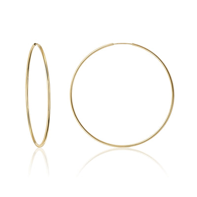 14K Solid Gold Round Endless Hoop Earrings