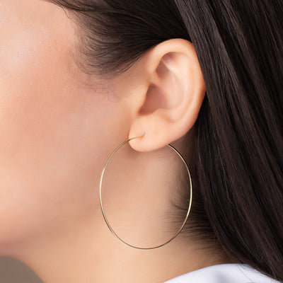 14K Solid Gold Round Endless Hoop Earrings