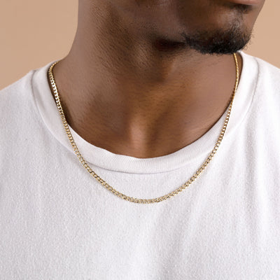 Gold over Sterling Silver Two Tone Diamond Cut Cuban Chains