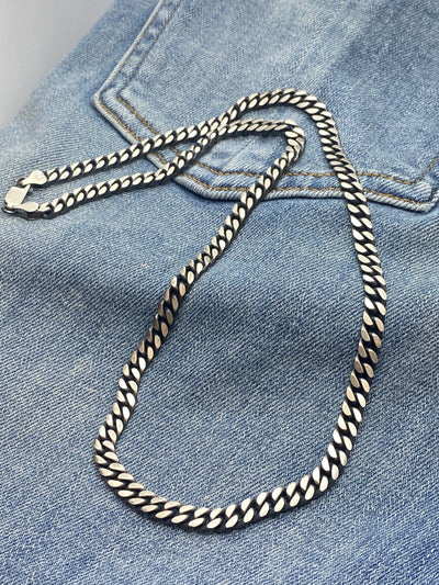 Sterling Silver Gunmetal Cuban Chain