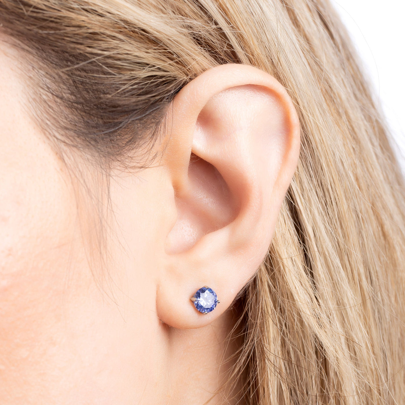 Silver Tanzanite Stud Earrings