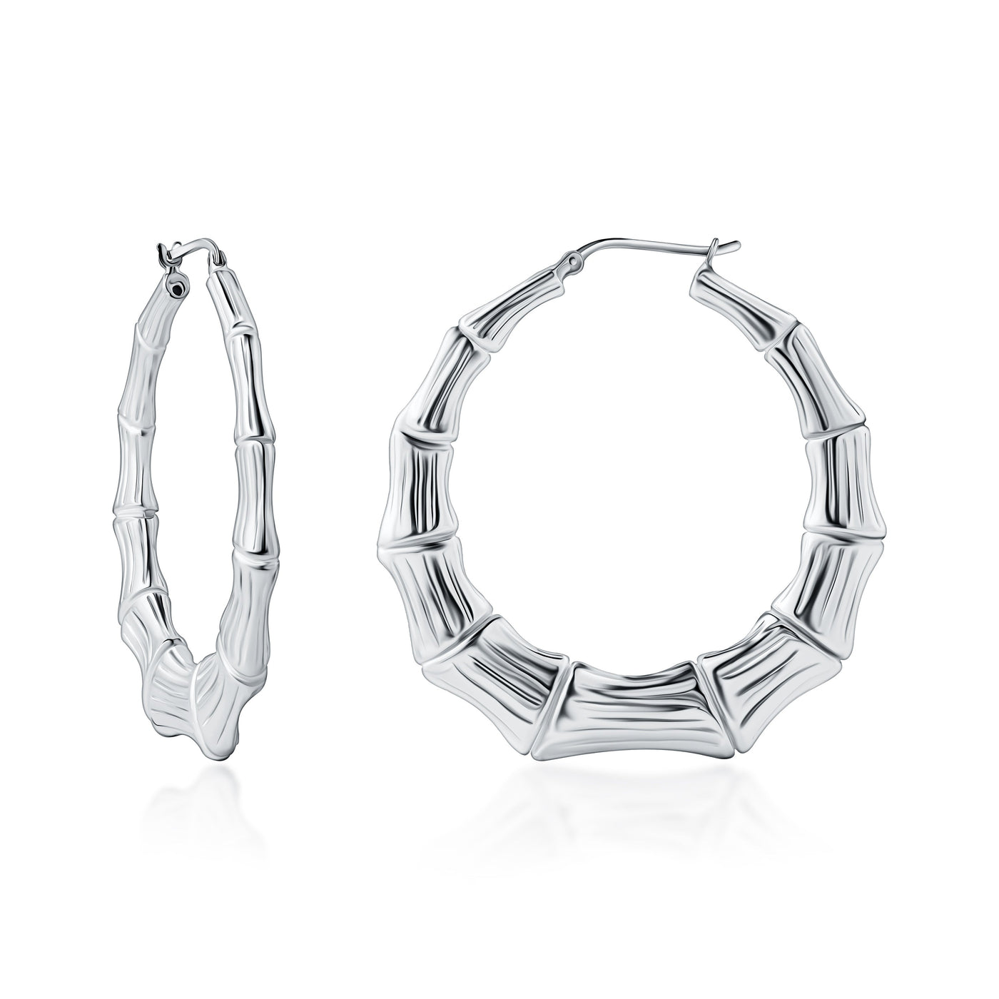 Sterling Silver Bamboo Hoop Earrings