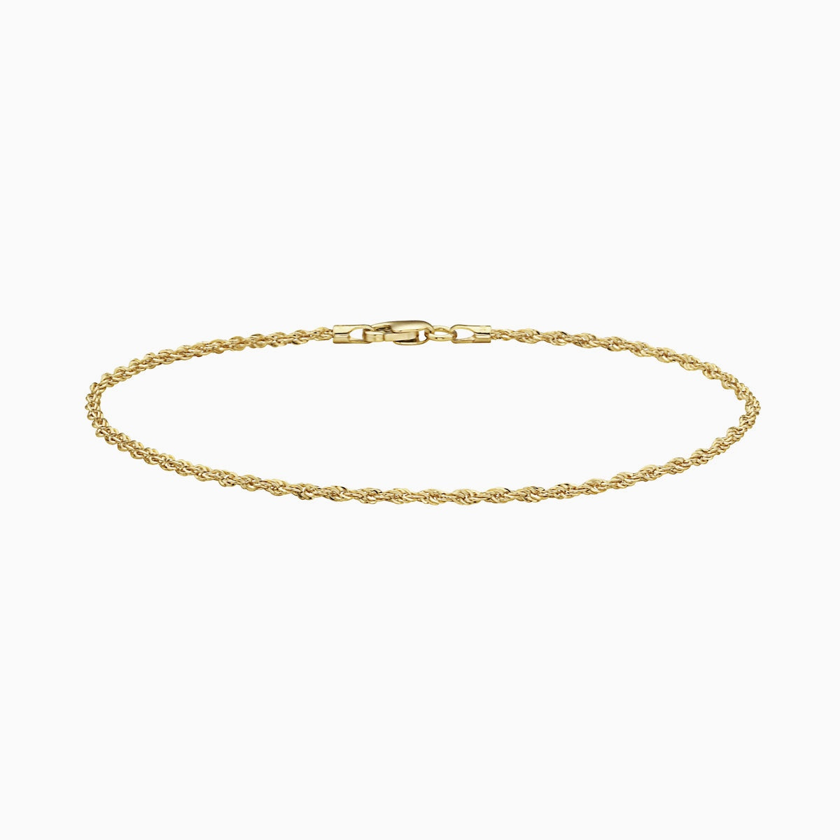 14K Gold Diamond Cut Rope Chain Bracelet