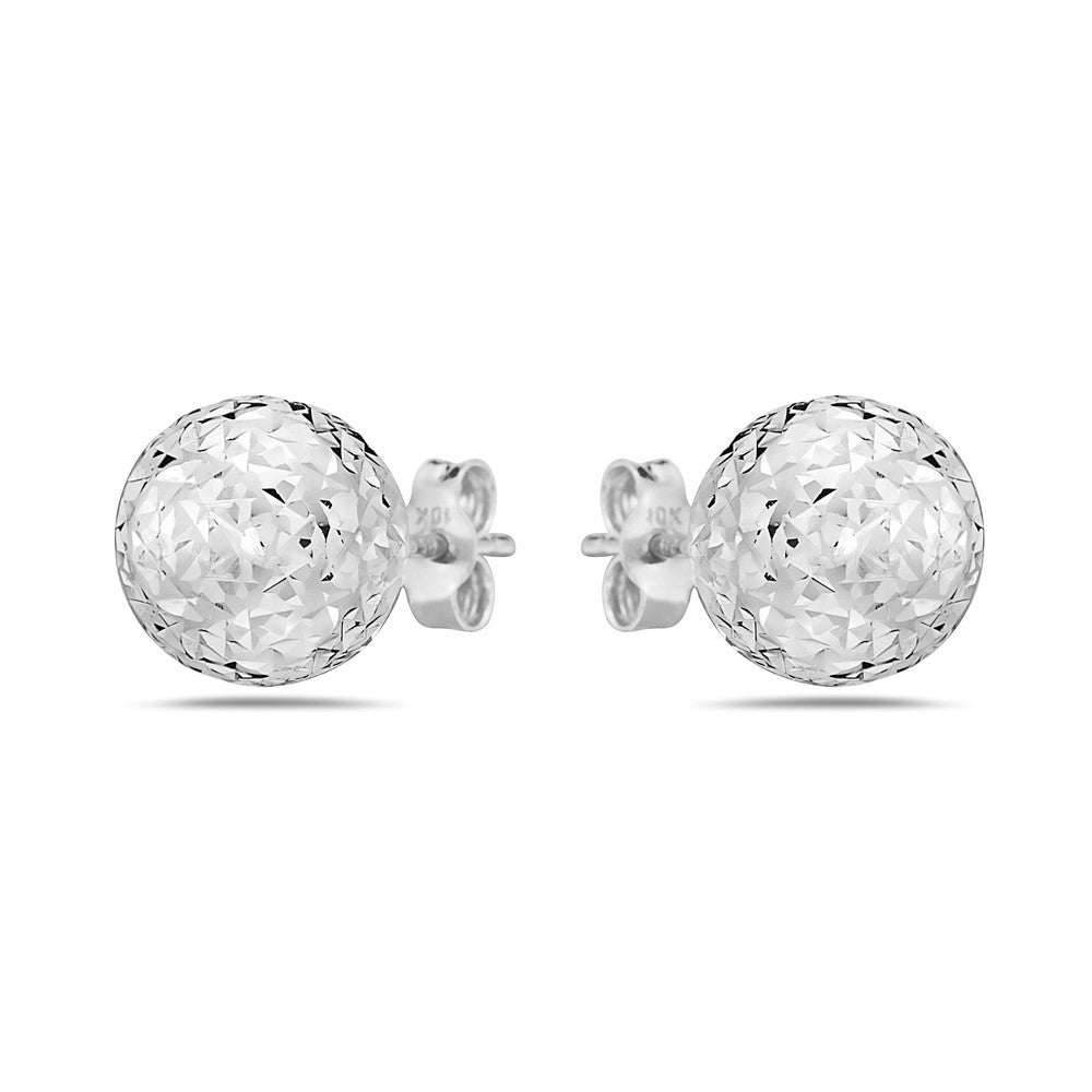 14K Gold Diamond Cut 8MM Ball Studs