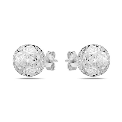 14K Gold Diamond Cut 8MM Ball Studs