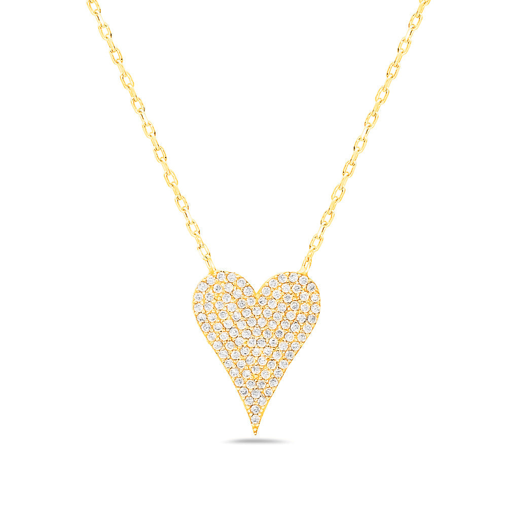 Silver Diamond Heart Necklace