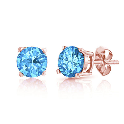 Silver Blue Topaz Stud Earrings