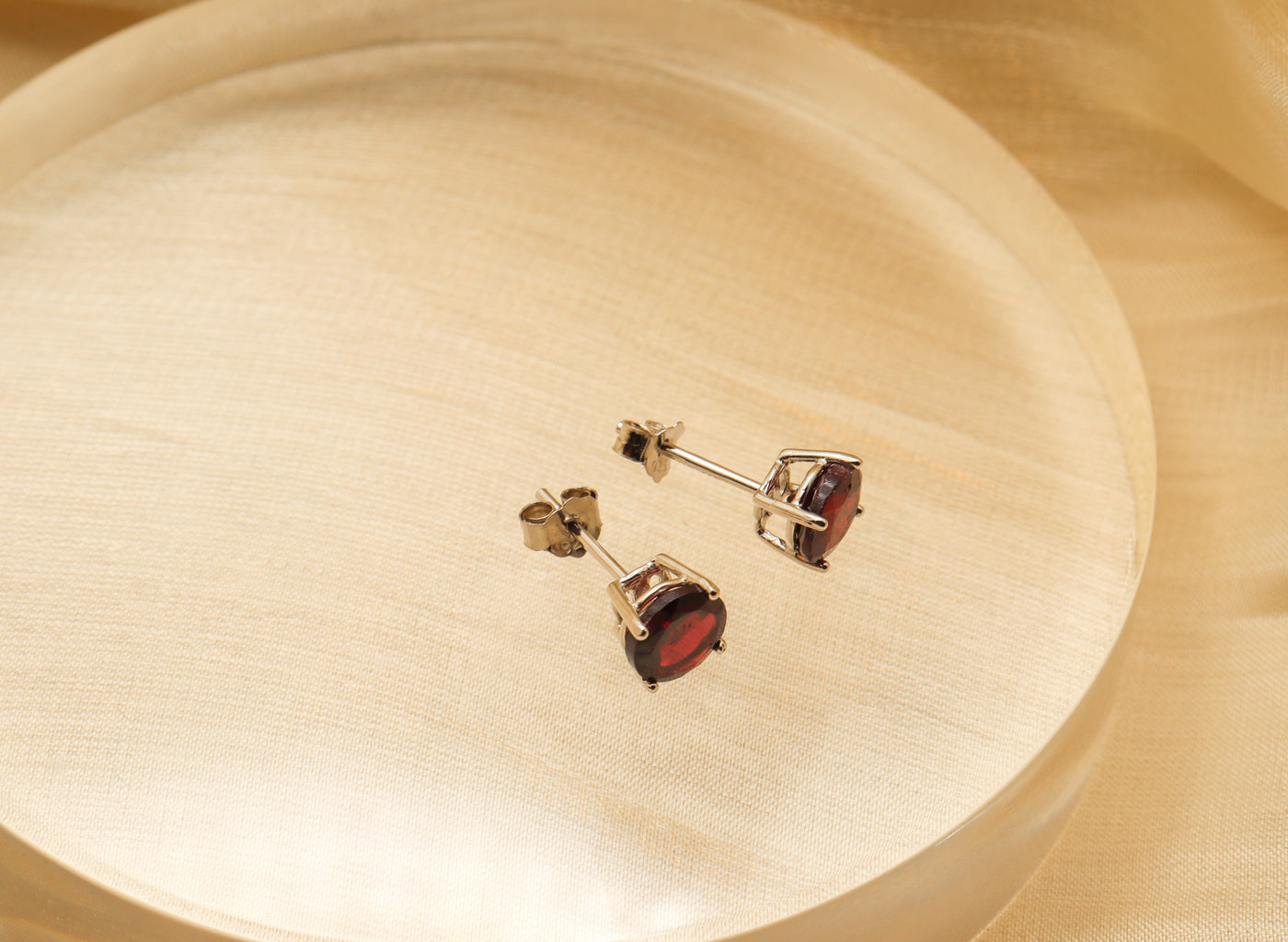 Silver Ruby Stud Earrings