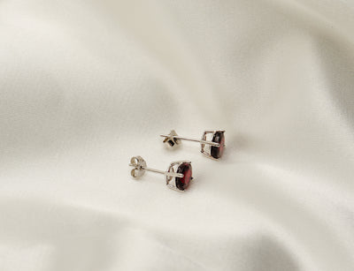 Silver Ruby Stud Earrings