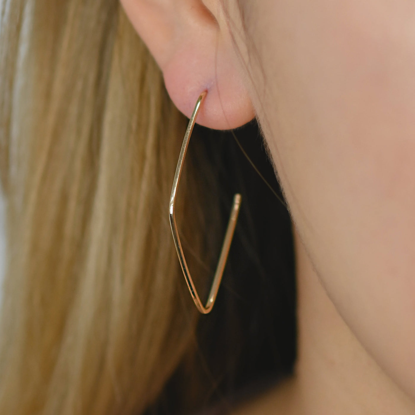 Geometric J Hoop Studs