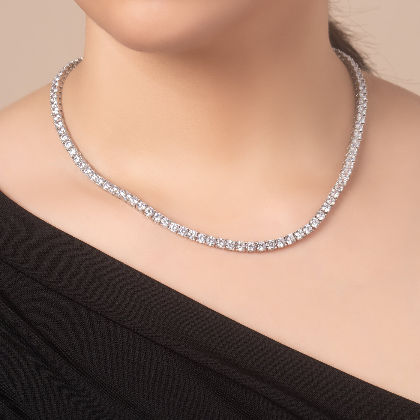 Silver Diamond Tennis Necklace