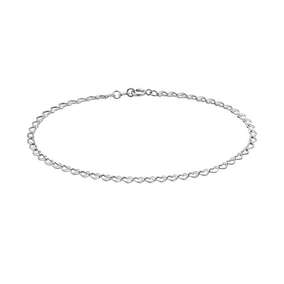 14K Gold 2.5MM Open Heart Link Chain Anklet