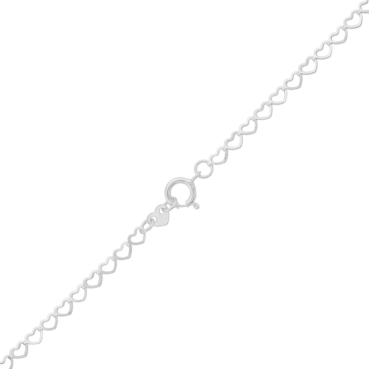 14K Gold 2.5MM Open Heart Link Chain Anklet