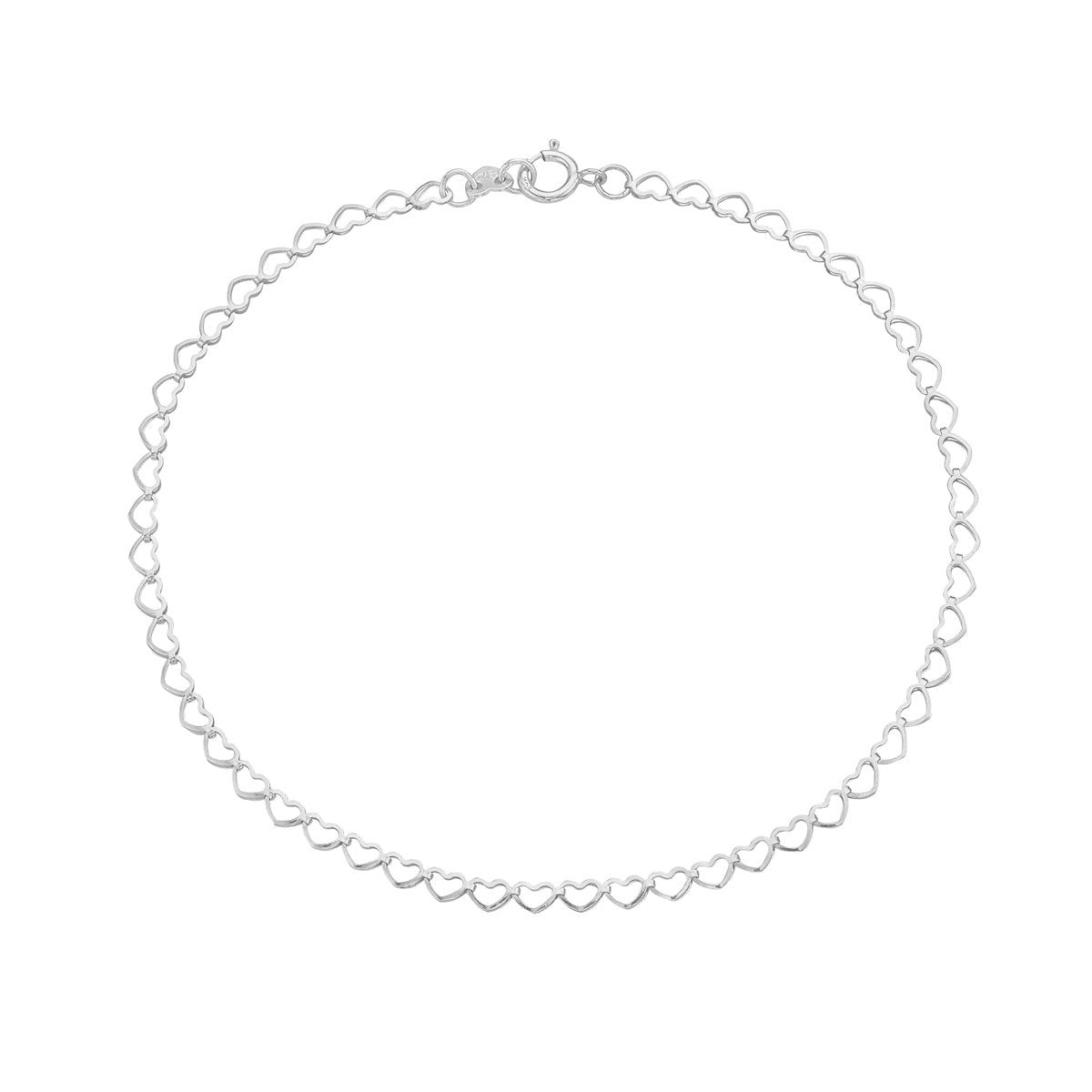 14K Gold 2.5MM Open Heart Link Chain Anklet