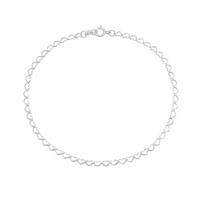 14K Gold 2.5MM Open Heart Link Chain Anklet