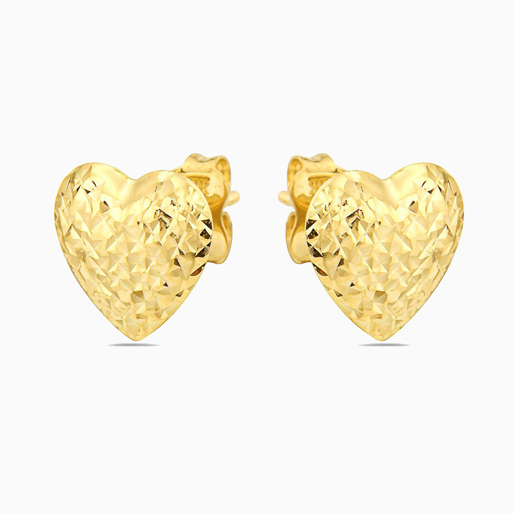 14K TEXTURED HEART STUDS