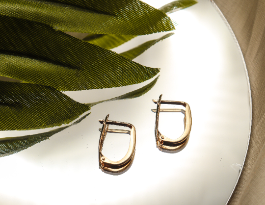 Solid Gold Squared Shape Cute Huggies Hoop Earrings