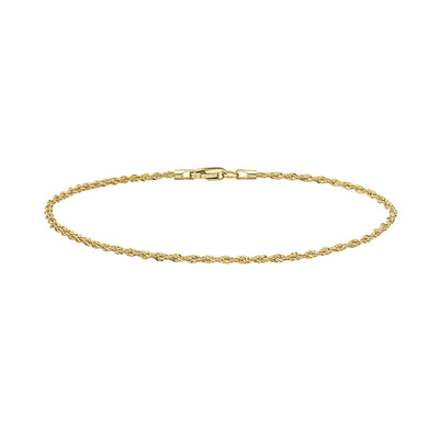 14K Gold Diamond Cut Rope Chain Bracelet