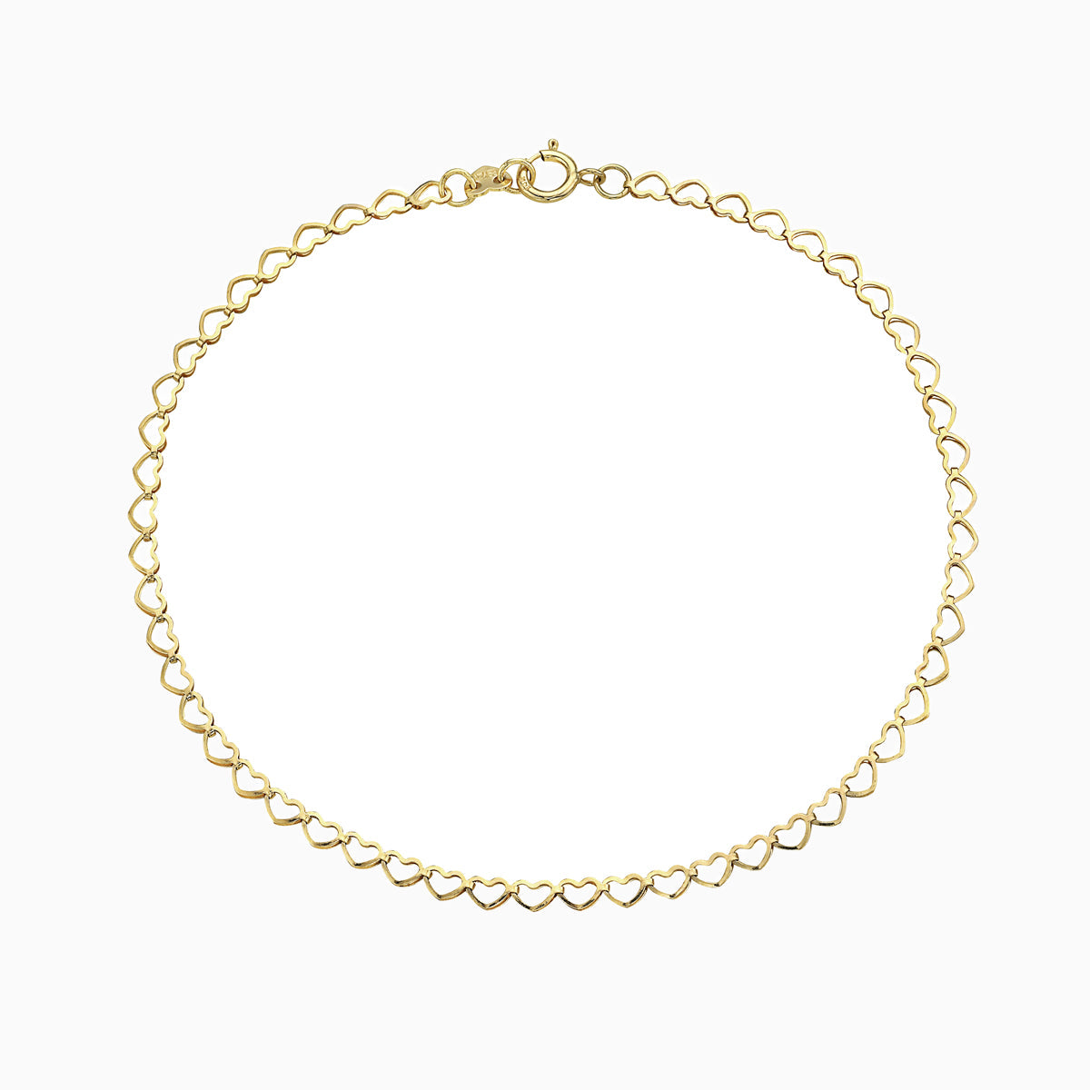 14K Gold Open Heart Link Chain Bracelet