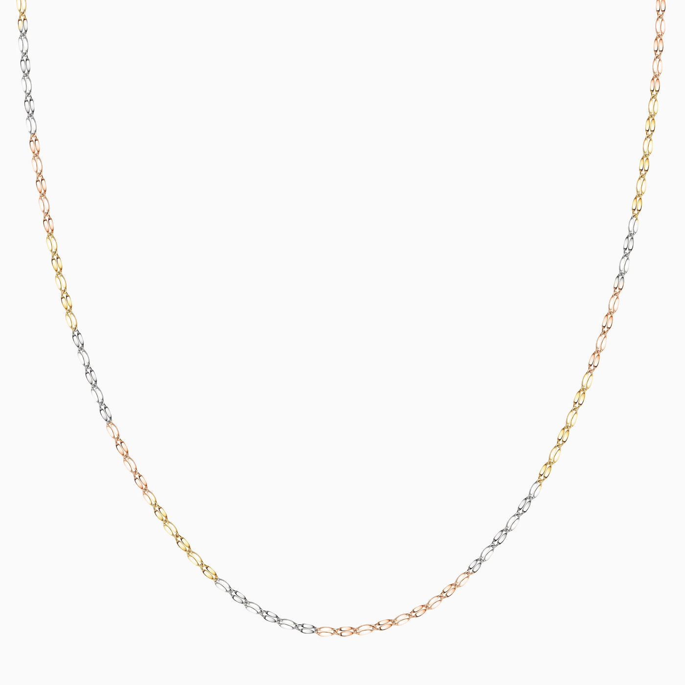 10K Solid Gold 3 tone Diamond Cut Mirror Chain Necklace