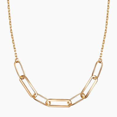 14K Solid Gold Paperclip Chain Necklace