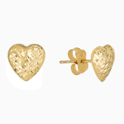 14K GOLD PUFFED STUD EARRINGS