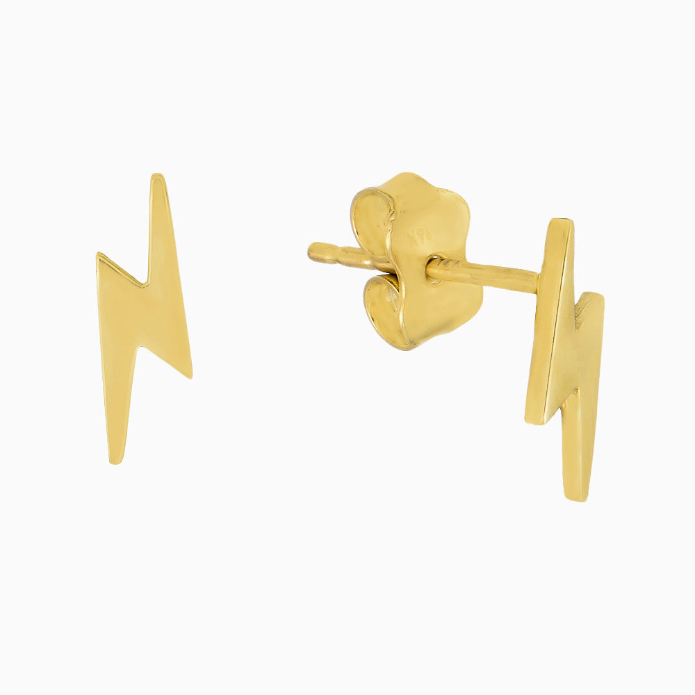 14K GOLD LIGHTENING STUD EARRINGS