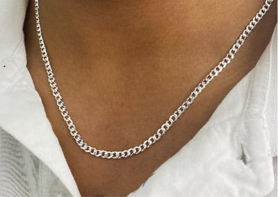 Sterling Silver 4MM Cuban Chain Necklace