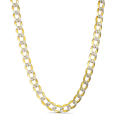 Gold over Sterling Silver Two Tone Diamond Cut Cuban Chains