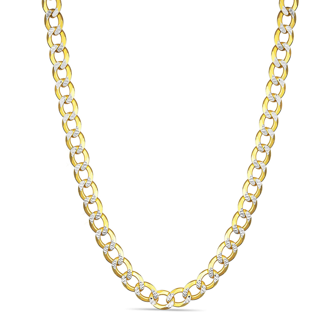 Gold over Sterling Silver Two Tone Diamond Cut Cuban Chains