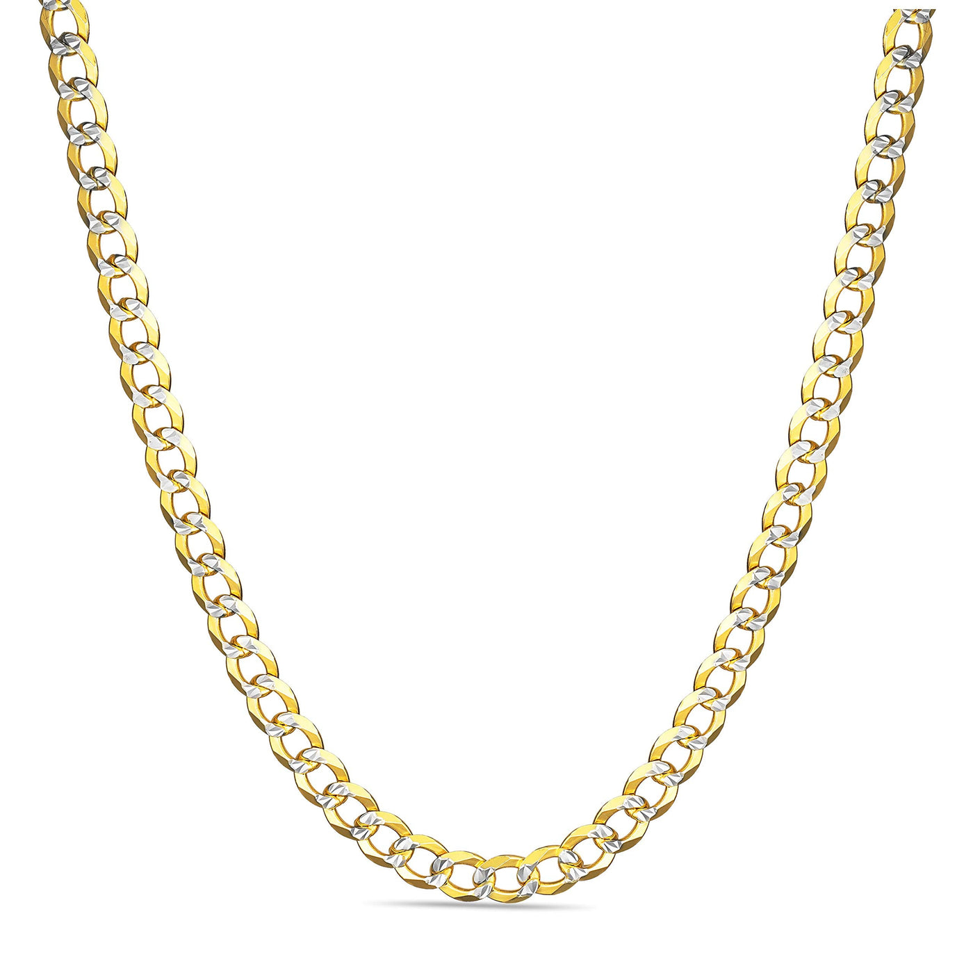 Gold over Sterling Silver Two Tone Diamond Cut Cuban Chains